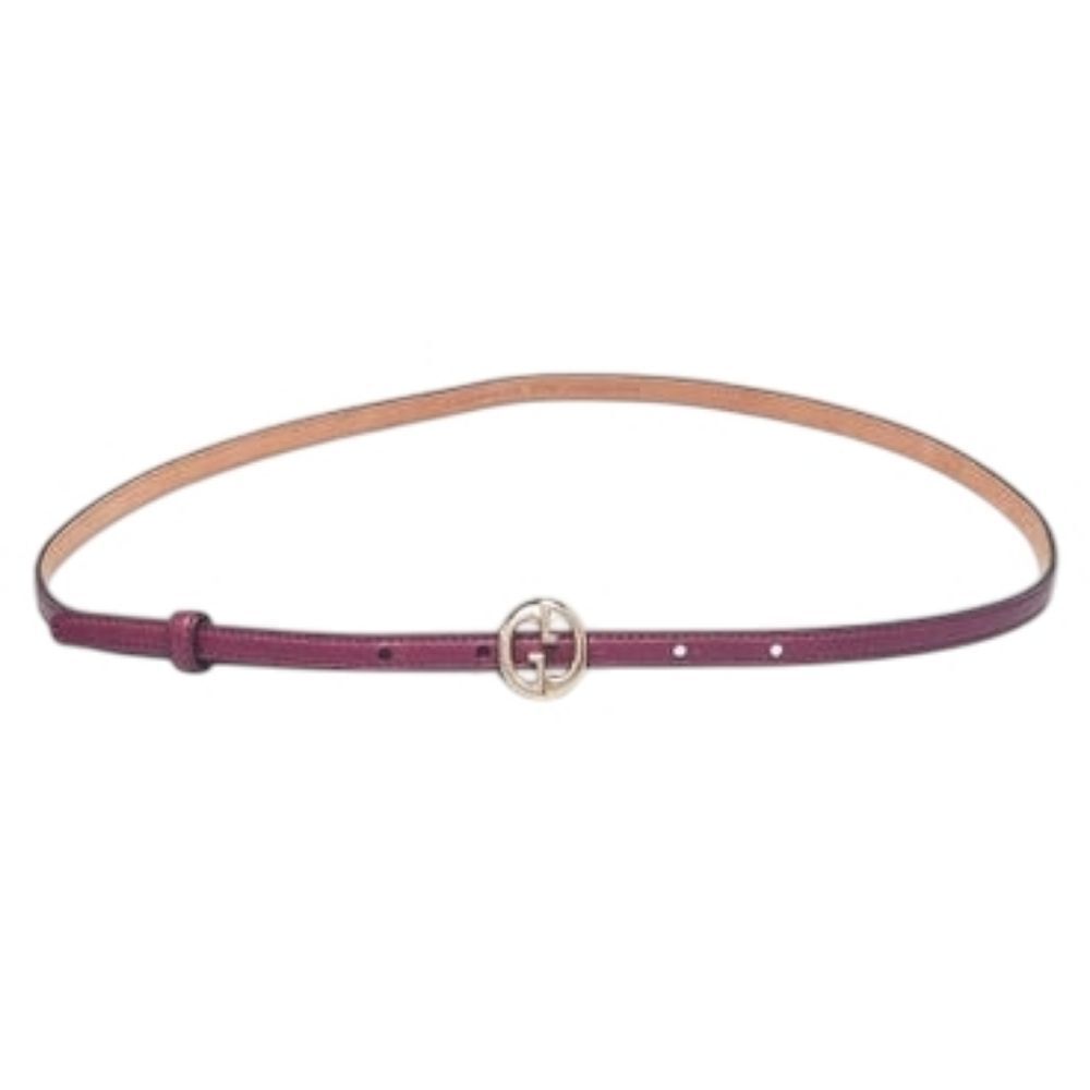 Gucci Belt GG Maroon Leather Thin US Burgundy Red Size 38